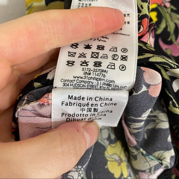 3.1 Phillip Lim Cold Shoulder Meadow Flower Floral 100% Silk Blouse Sz 8 - Picture 6 of 6